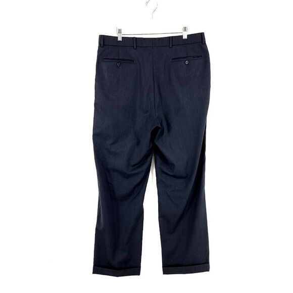 Ballin Classic Super 120s Wool Gray W/ Blue Twill Pleated Cuff Dress Pants 36/31 - Picture 3 of 8